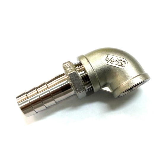 034, MALE THREAD HOSE FITTING S/STEEL, 20MM, ELBOW