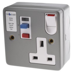 13AMP, METAL RCD SOCKET ,Theben / Timeguard Tripfast 