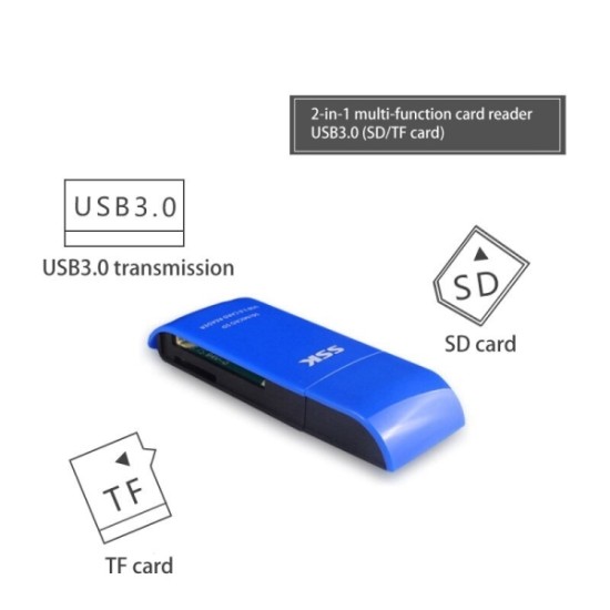 SSK USB3.0 CARD READER BLUE