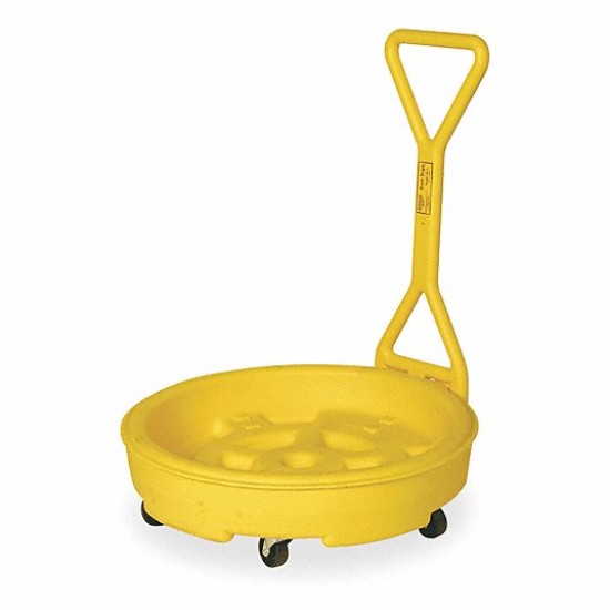 20unit/lot, Drum Spill Dolly Polyethylene, 31 in Inside Dia., 12 gal Sump Capacity, Yellow