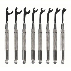 MOODY TOOL Open End Wrench Set: Alloy Steel, Steel Plated, 8 Tools, 30 Opening Angle (Deg.), SAE ,5set/box
