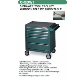 5-DRAWER TOOL TROLLEY W/KNOCKABLE WORKING TABLE