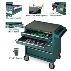 112PCS PROFESSIONAL MECHANICS TOOLS SET W/5-DRAWER TOOL TROLLEY