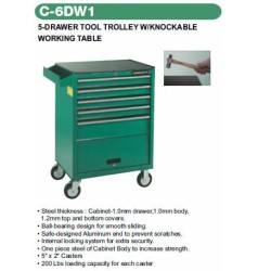 5-DRAWER TOOL TROLLEY W/KNOCKABLE WORKING TABLE
