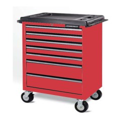 Red,7 Drawer Tool Trolley W/Knockable Table , 670mm X 460mm X 813mm