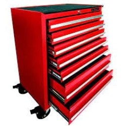 Red,7 Drawer Tool Trolley W/Knockable Table , 670mm X 460mm X 813mm