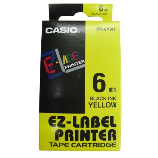 CASIO TAPE CARTRIDGE, 6MM , Black On Yellow