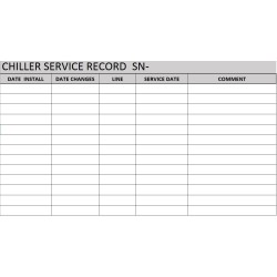297mm x 250mm CHILLER SERVICE RECORD , SN- , WATERPROOF , 50pcs/pkt