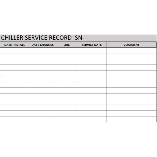 297mm x 250mm CHILLER SERVICE RECORD , SN- , WATERPROOF , 50pcs/pkt