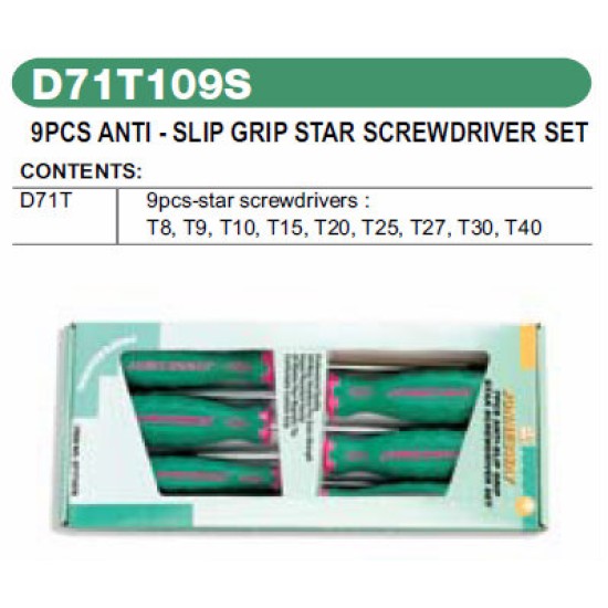 9 PCS ANTI-SLIP GRIP STAR SCREWDRIVER SET