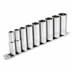 1 socket set, 1/4in drive, 9 pieces, M5-13 x 6PT x 50MM