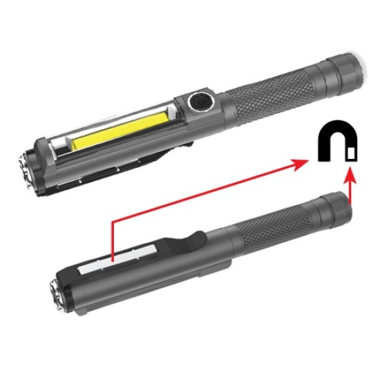 LED Mini Work Light, Main Light (lumens)= 500/300/80, spot light (lumens)= 200/70 , Ã˜ x O.L 17 x 164mm