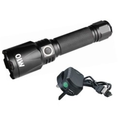 LED Rechargeable & Waterproof 10W Flashlight, brightness (lumens)= 1000/450/140/50,1.4" X length 6"