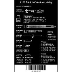 M046 ,8100 SA 4 Zyklop Speed Ratchet Set, 1/4" drive, imperial,