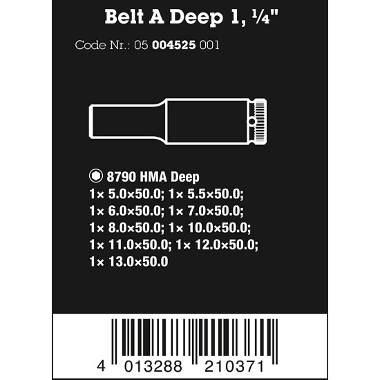 O060 ,Belt A Deep 1 socket set, 1/4" drive, 9 pieces