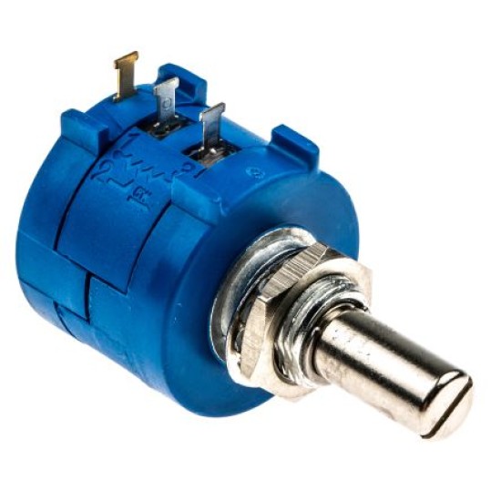 Bourns 1 Gang 10 Turn Rotary Wirewound Potentiometer with a 6.35 mm Dia. Shaft, 10kÎ©, Â±5%, 2W, Linear 3590S-2-103L