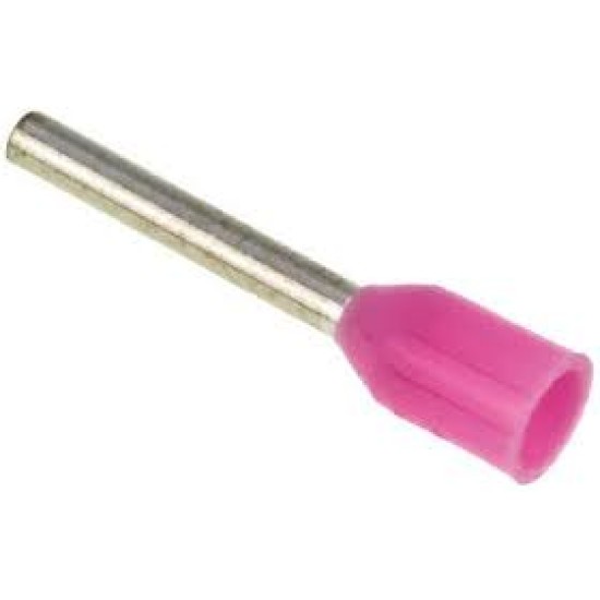 INSULATED CRIMP FERRULES, ID0.8mm X OD1.1mm X L8mm,0.34mm² Wire Size, Pink