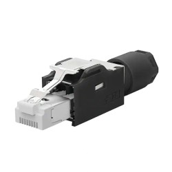 Modular Connector, IP20, Cat6a, RJ45 Wired Plug, 1 x 1 (Port), 8P8C, Cat6a, IP20, Cable Mount