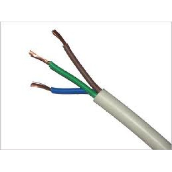 0.75mm²(24/0.20)  PVC 3core cable , 300/500V ,3 CORE RUBBER CABLE BLSCK 90MTR X18amp