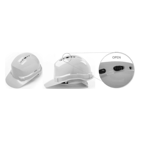 M-601S SLIDE-LOCK HARD HAT-WHITE WITH CHIN STRAP 