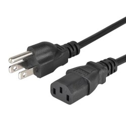  POWER CORD 1.8m:  US 3P Plug − C13 IEC Plug, black color 