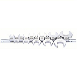 M051, Crowfoot Socket Set: Alloy Steel, Chrome, 11 Tools, 3/8 in Drive Size