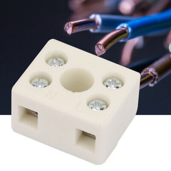 Ceramic Terminals,2 Way Non-Fused,6 AWG(4.11mm), 76A, 16mm², Screw Down, 450 V,5pcs/pkt