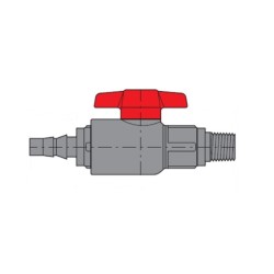 ¼" Male Thread , 3/8" SCH80 Tail Piece , Ball Valve 