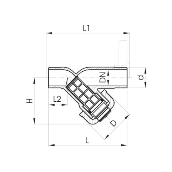 1 1/4" d40DN32 pvc-u ,Line strainer type 305 PVC-U ,192305450