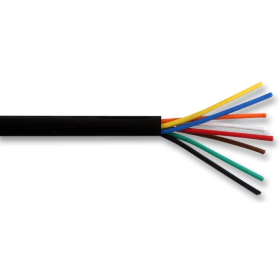 24AWG 8-Core Data Cable, 100mtrs/roll, black (24VDC) ,Cable OD: 6.08mm (+/-) 