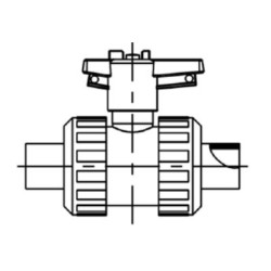 PP-Pure Ball Valve, d20mm ,PN10 DOUBLE UNION (SOCKET),2pcs/box