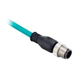 1585D-M4TBJM-2,Ethernet Cables, 4 Conductors, M12, Straight Male, Standard, RJ45, Straight Male, Teal Robotic TPE, 100BASE-TX, 100 Mbit/s, 4 Conductor, Teal TPE, Flex Rated