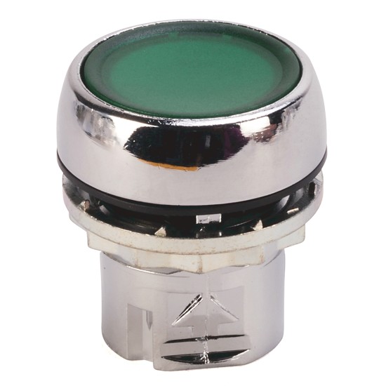 800FM-LF3, Momentary Push Button -  Metal, Illuminated, Flush, Green, Standard 