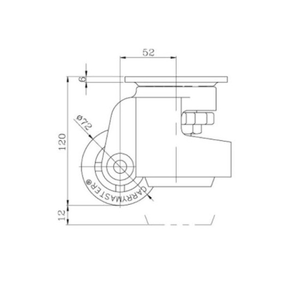 CARRYMASTER CASTOR WHEEL,Max Load Capacity with 1 Caster - 1,100 Lbs.