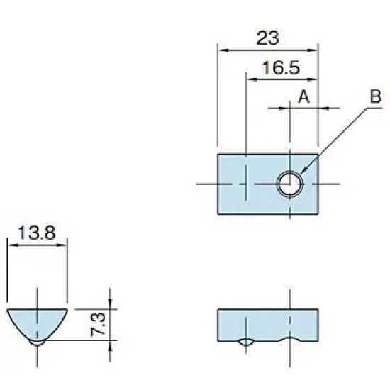 SUS M8 X 13(W) PROFILE NUT , 22mm Length, Height 7.6mm ,50pcs/pkt