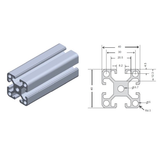 40MM ALUMINIUM PROFILE 6MTR