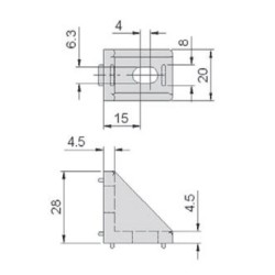 30MM , ANGER BRACKET GUSSET ALUMINIUM , 10pcs/box