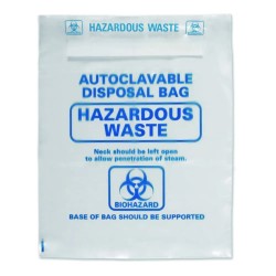 Autoclavable Bags 310mm x 660mm x 0.045mm, PP Transparent, BIOHAZARD, Pack of 50 
