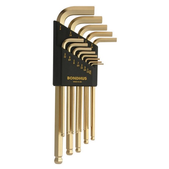 ETBLX13G 13 Balldriver L-wrenches with GoldGuard Finish, Long Length, sizes .050-3/8-Inch