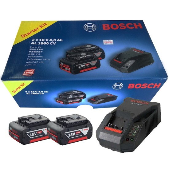 18V BOSCH Starter kit 18V x 4.0ah (2pcs battery &amp; 1 pc charger)