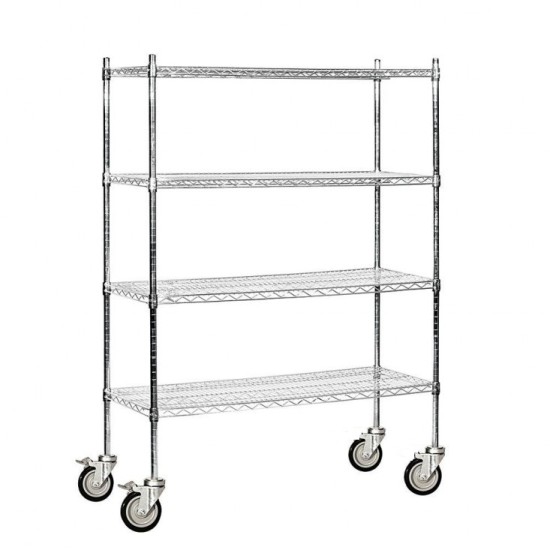 900(L) X 600(W) X 1500(H) ,Rack,Firenze standard heavy duty 4 shelves c/w2 Castor wheel, 5" rubber wheel (2pcs swivel &amp; 2pcs swivel brake)