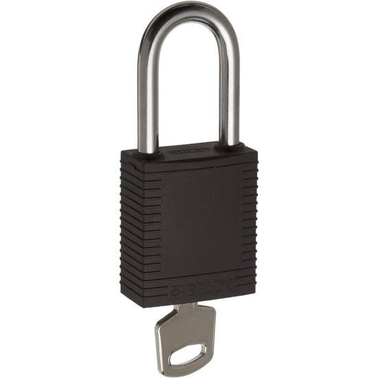 BRADY 38MM SAFETY LOTO PADLOCK BLACK ,(KEYED DIFFERENT) 