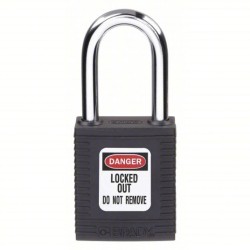 BRADY 38MM SAFETY LOTO PADLOCK BLACK ,(KEYED DIFFERENT) 