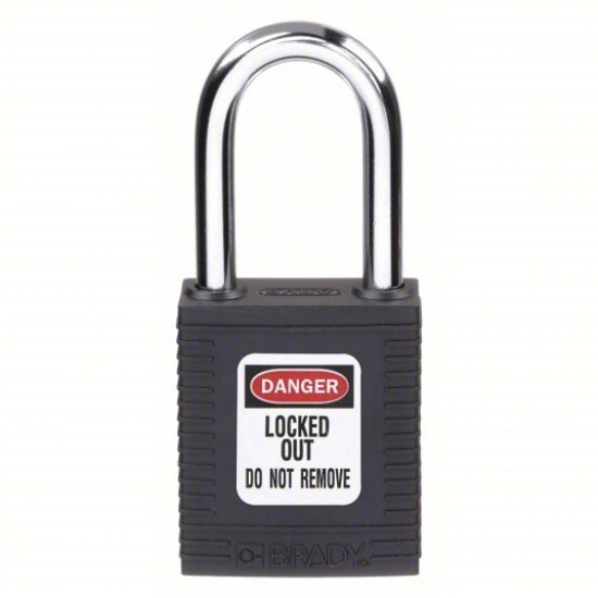 BRADY 38MM SAFETY LOTO PADLOCK BLACK ,(KEYED DIFFERENT) 