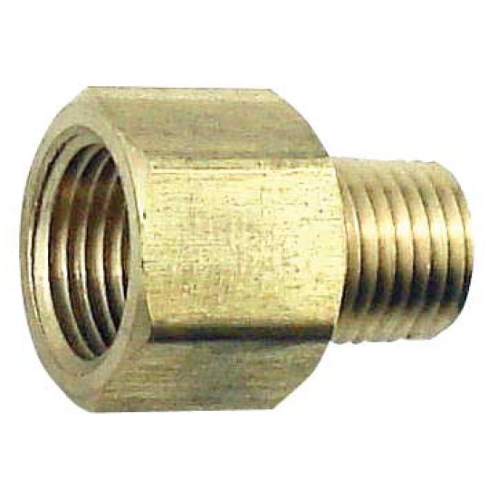 Hex OD 12.7mm,1/8" BSPT Female Thread X Male Thread M5 X 0.8 X 10mm, SUS Reducer , Total Length 20mm