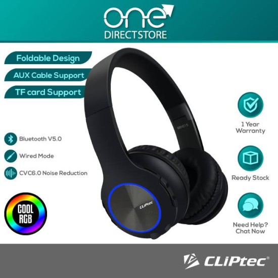 CLiPtec AIR-LUMI Bluetooth 5.0 RGB Luminous Wireless Stereo Headset BBH515