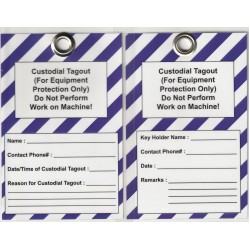 MODEL 65540, 95MM X 145MM, 2 COLORS BLUE & BLACK 2 SIDE, CUSTODIAL TAGOUT, 100PCS/PKT
