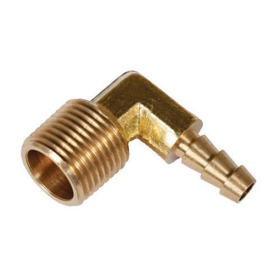 BRASS ELBOW K.C. NIPPLER 3/8" THREAD X 1/2" HOSE FITTING