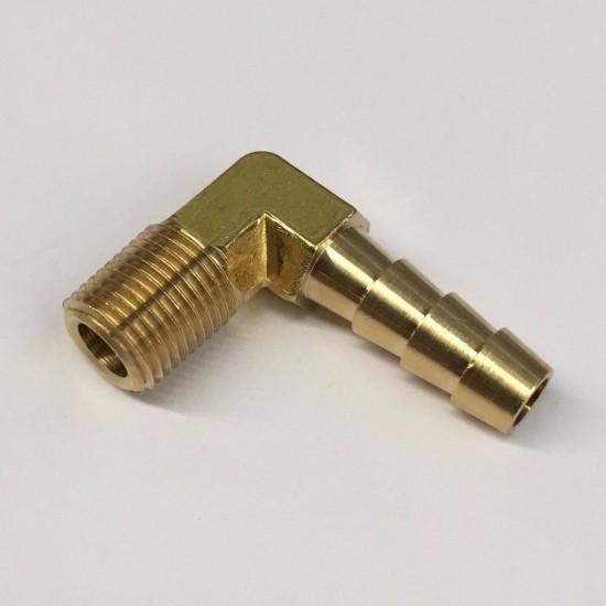 BRASS ELBOW K.C. NIPPLER 3/8" THREAD X 1/2" HOSE FITTING