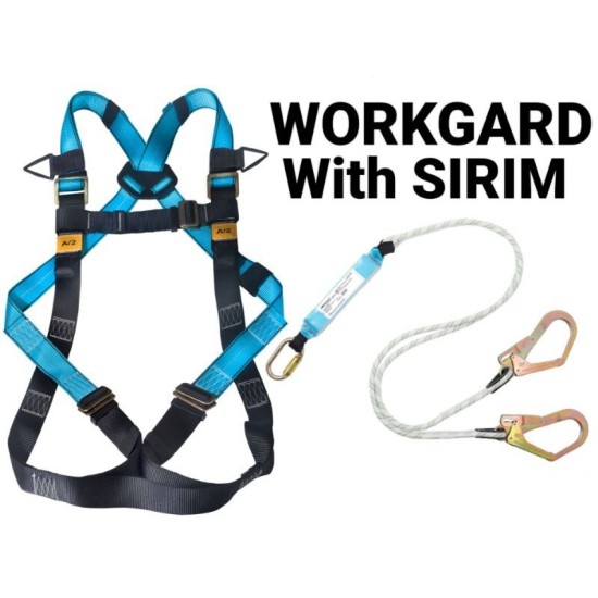 WORKGARD FULL BODY HARNESS , ABSORBER DOUBLE ROPE LANYARD, 1.8M FITTED 2 SCAFFOLD